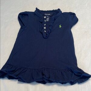 Ralph Lauren Blue top with Ruffled Collar and Hem